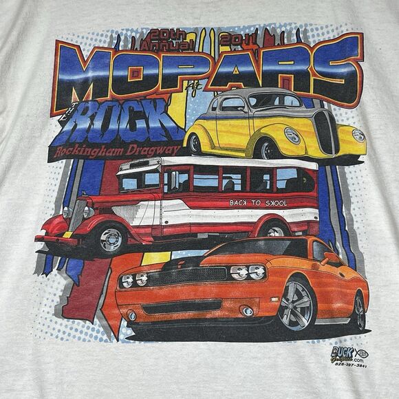 Vintage Mopar Shirt Mens Size XL White Rock Rockingham Dragway Raceway Park - Picture 2 of 12